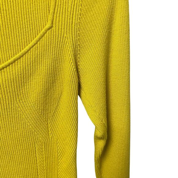 By Anthropologie Sweetheart Sweater Ribbed Knit Dark Yellow Womens Large - Picture 4 of 7